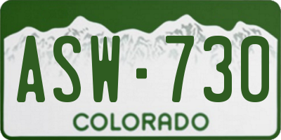 CO license plate ASW730