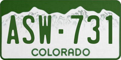 CO license plate ASW731