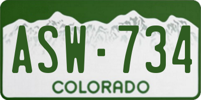 CO license plate ASW734