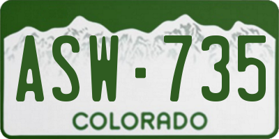 CO license plate ASW735