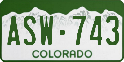 CO license plate ASW743