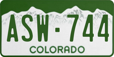 CO license plate ASW744