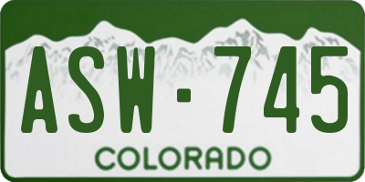 CO license plate ASW745