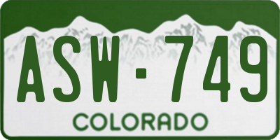 CO license plate ASW749