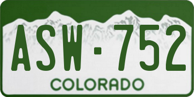 CO license plate ASW752