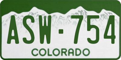 CO license plate ASW754