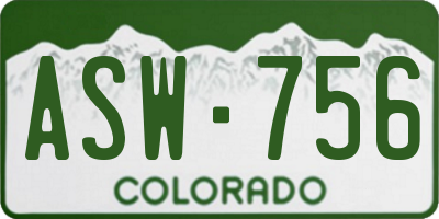 CO license plate ASW756