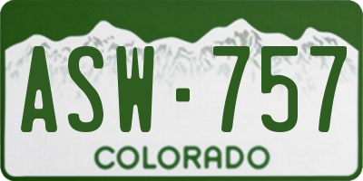 CO license plate ASW757