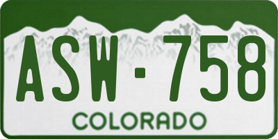 CO license plate ASW758