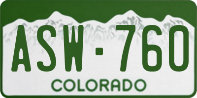 CO license plate ASW760