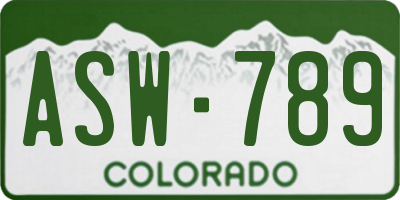 CO license plate ASW789