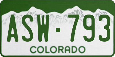 CO license plate ASW793