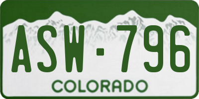 CO license plate ASW796