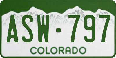 CO license plate ASW797