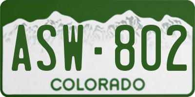 CO license plate ASW802