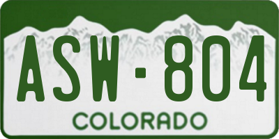 CO license plate ASW804