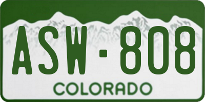 CO license plate ASW808