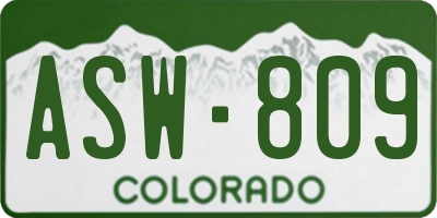 CO license plate ASW809