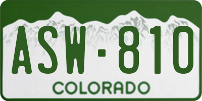 CO license plate ASW810