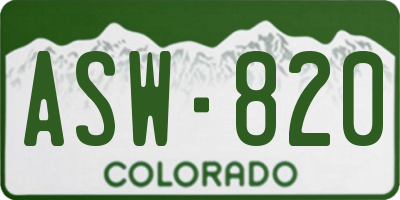 CO license plate ASW820