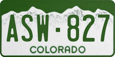 CO license plate ASW827