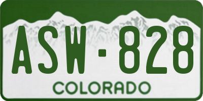CO license plate ASW828