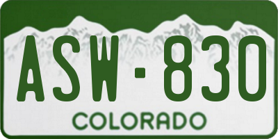 CO license plate ASW830