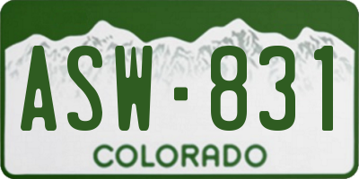 CO license plate ASW831