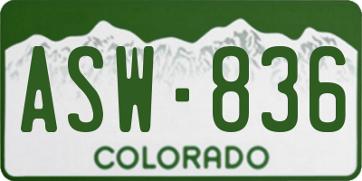 CO license plate ASW836