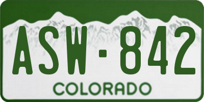 CO license plate ASW842