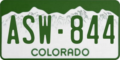 CO license plate ASW844