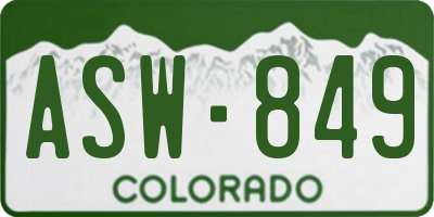 CO license plate ASW849