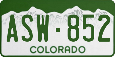 CO license plate ASW852