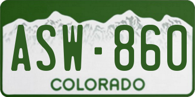 CO license plate ASW860