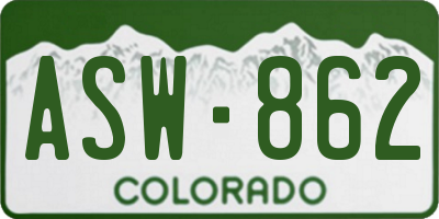 CO license plate ASW862