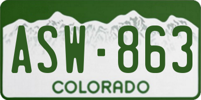 CO license plate ASW863