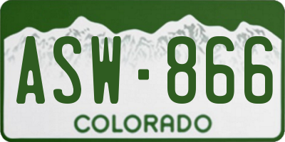 CO license plate ASW866