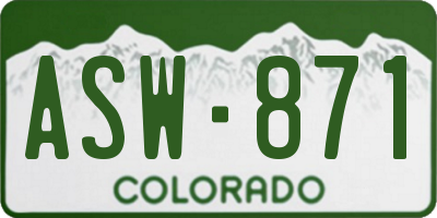 CO license plate ASW871