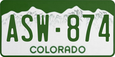 CO license plate ASW874