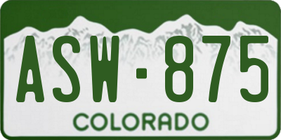 CO license plate ASW875