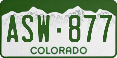 CO license plate ASW877