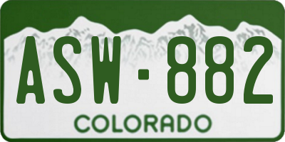 CO license plate ASW882