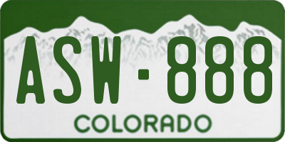 CO license plate ASW888