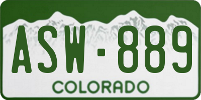 CO license plate ASW889