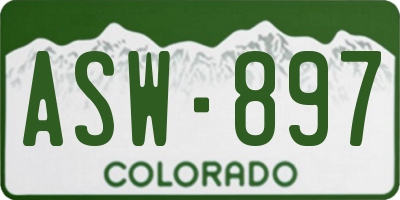 CO license plate ASW897