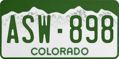 CO license plate ASW898