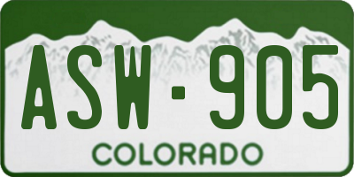 CO license plate ASW905