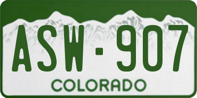 CO license plate ASW907