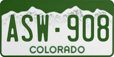 CO license plate ASW908