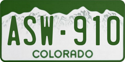 CO license plate ASW910